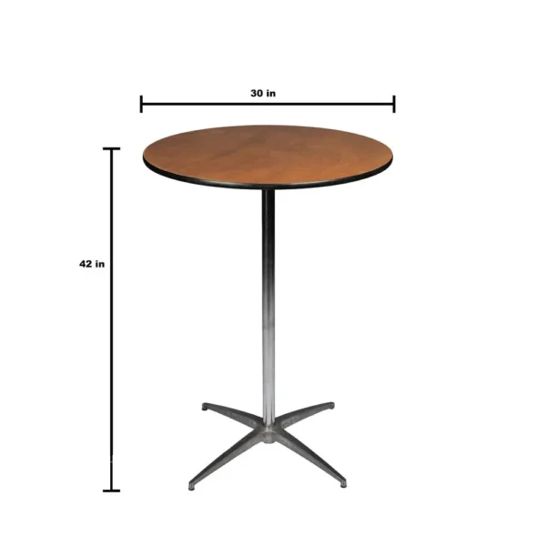 30in Round Tall Cocktail Table Size
