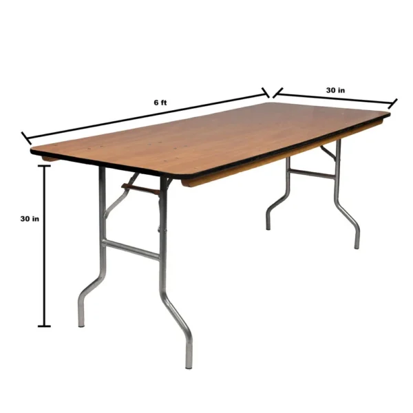 6 ft banquet wood table dimensions chart party