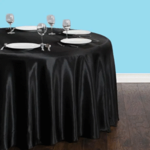 108 inch round satin tablecloth black
