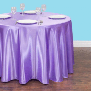 108 inch round satin tablecloth lavender 1