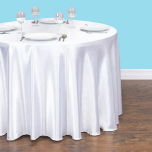 108 inch round satin tablecloth white