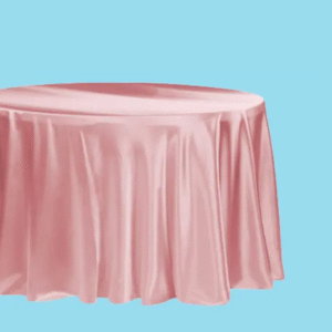 132 inch round satin tablecloth dusty rose 1
