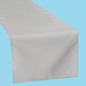 14x108 inch silver polyester table runner for elegant table settings at events in Los Angeles.