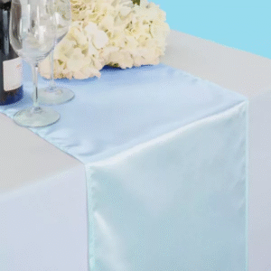 14 by 108 inches satin table runner baby blue