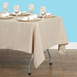 60 by 102 inches rectangular polyester tablecloth beige 1 1