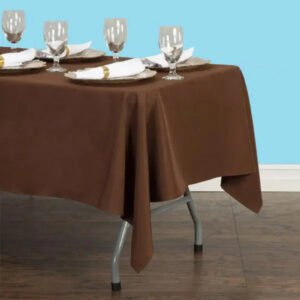 60 by 102 inches rectangular polyester tablecloth chocolate 1 1