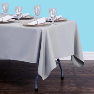 60 by 102 inches rectangular polyester tablecloth silver 1 1