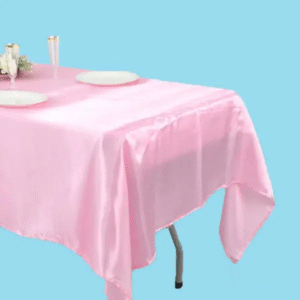 60 by 126 inch rectangular satin tablecloth baby pink