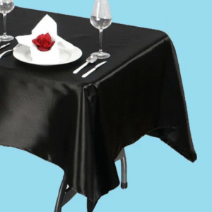60 by 126 inch rectangular satin tablecloth black