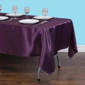 60 by 78 inch rectangular satin tablecloth eggplant 1