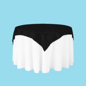 60 inch square satin overlay black