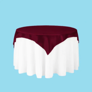 60 inch square satin overlay burgundy