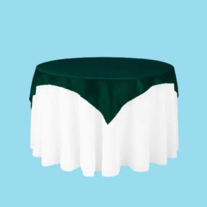 60 inch square satin overlay hunter green