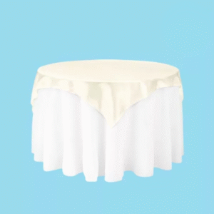 60 inch square satin overlay ivory