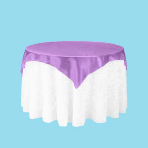 60 inch square satin overlay lavender