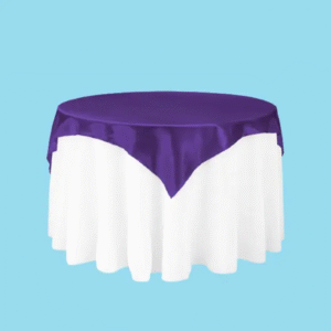 60 inch square satin overlay purple