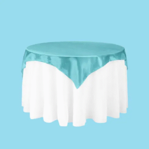 60 inch square satin overlay turquoise