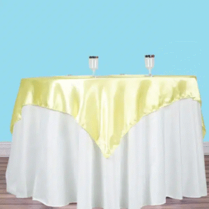 60 inch square satin overlay yellow