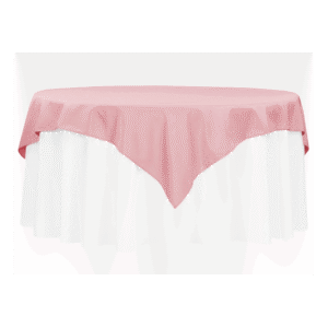 60in Square Dusty Rose Polyester Tablecloth for event setup – perfect for party event equipment rentals and delivery in Los Angeles