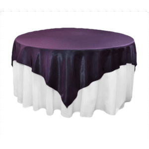 60in Square Eggplant Polyester Tablecloth for event setup – perfect for party event equipment rentals and delivery in Los Angeles