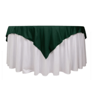 60in Square Hunter Green Polyester Tablecloth for event setup – perfect for party event equipment rentals and delivery in Los Angeles