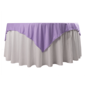 60in Square Lavender Polyester Tablecloth for event setup – perfect for party event equipment rentals and delivery in Los Angeles