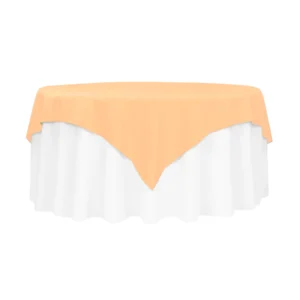 60in square peach polyester table overlay