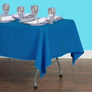 60x126in caribbean blue rectangular polyester tablecloth