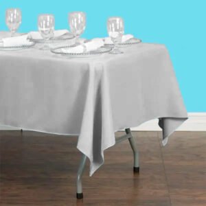 60x126in light gray rectangular polyester tablecloth