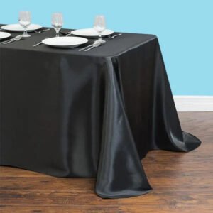 90 by 132 inch rectangular satin tablecloth black 1 1