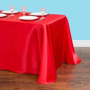 90 by 132 inch rectangular satin tablecloth red 1 1