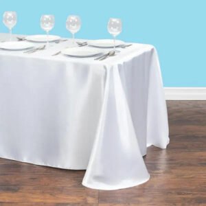 90 by 132 inch rectangular satin tablecloth white 1 1