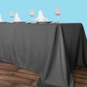 90 by 132 inches rectangular polyester tablecloth charcoal