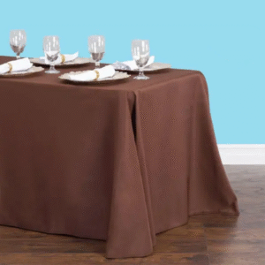 90 by 132 inches rectangular polyester tablecloth chocolate