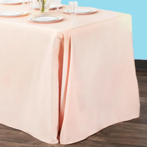 90 by 132 inches rectangular polyester tablecloth rose gold