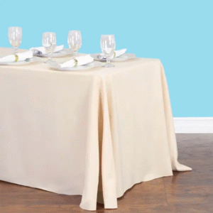 90 by 156 inches rectangular polyester tablecloth biege