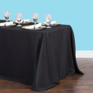 90 by 156 inches rectangular polyester tablecloth black