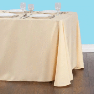 90 by 156 inches rectangular polyester tablecloth cantaloupe