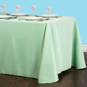 90 by 156 inches rectangular polyester tablecloth hemlock