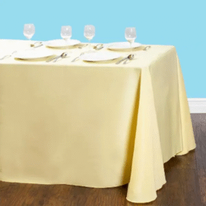 90 by 156 inches rectangular polyester tablecloth yellow