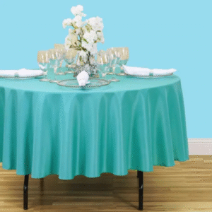 90 inch round polyester tablecloth baby turquoise