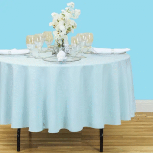 90 inch round polyester tablecloth baby blue