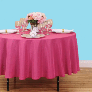 90 inch round polyester tablecloth baby fuchsia