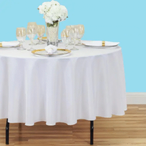 90 inch round polyester tablecloth baby white
