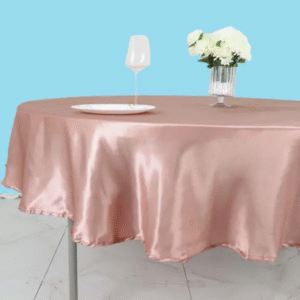 90 inch round satin tablecloth dusty rose 1