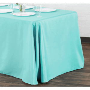 90x108in Turquoise Rectangular Polyester Tablecloth for event setup – perfect for party event equipment rentals and delivery in Los Angeles