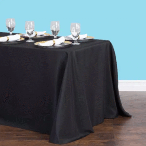 Inches rectangular polyester tablecloth black