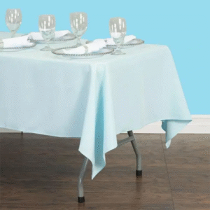 Rectangular polyester tablecloth baby blue