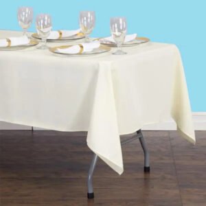 Rectangular polyester tablecloth ivory 2