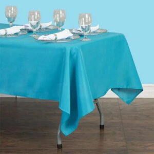 Rectangular polyester tablecloth turquoise 1